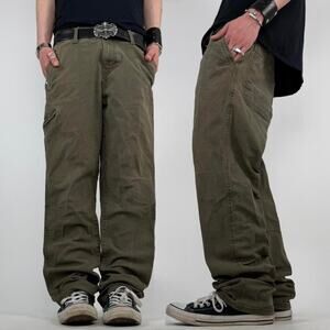 Vintage y2k rare carpenter baggy wide leg military green skater cargo pants